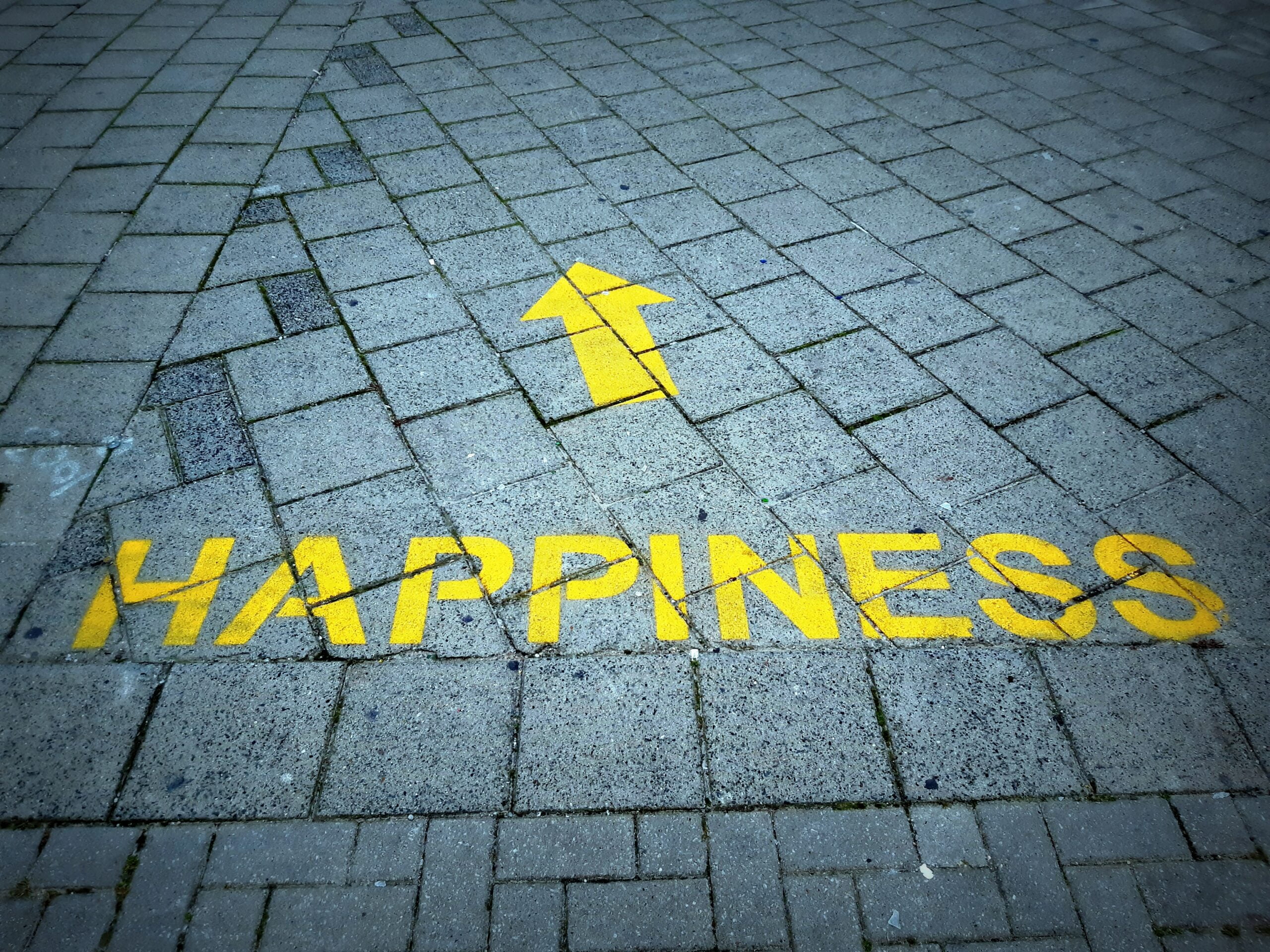 Footpath with arrow to happiness